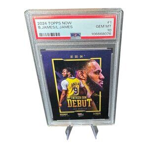 2024 Topps Now #1 LeBron James and Bronny James Father/Son Debut Night PSA 10